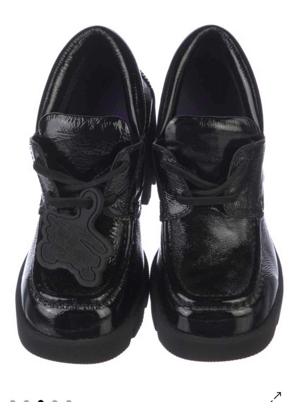Burberry Glossy Black Patent Leather Lace-Up Platforms